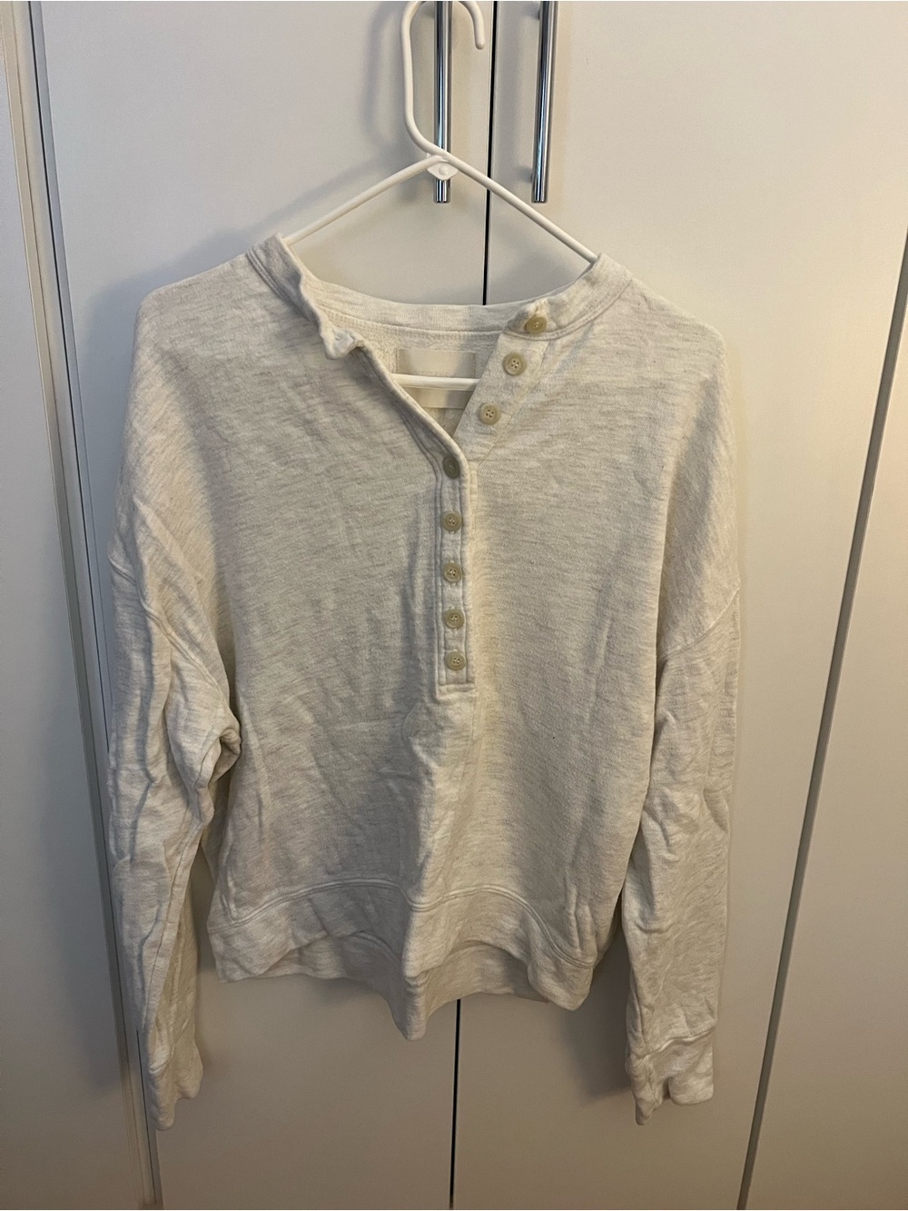 Citizens Of Humanity Cream Henley Button Pullover Sweatshirt
